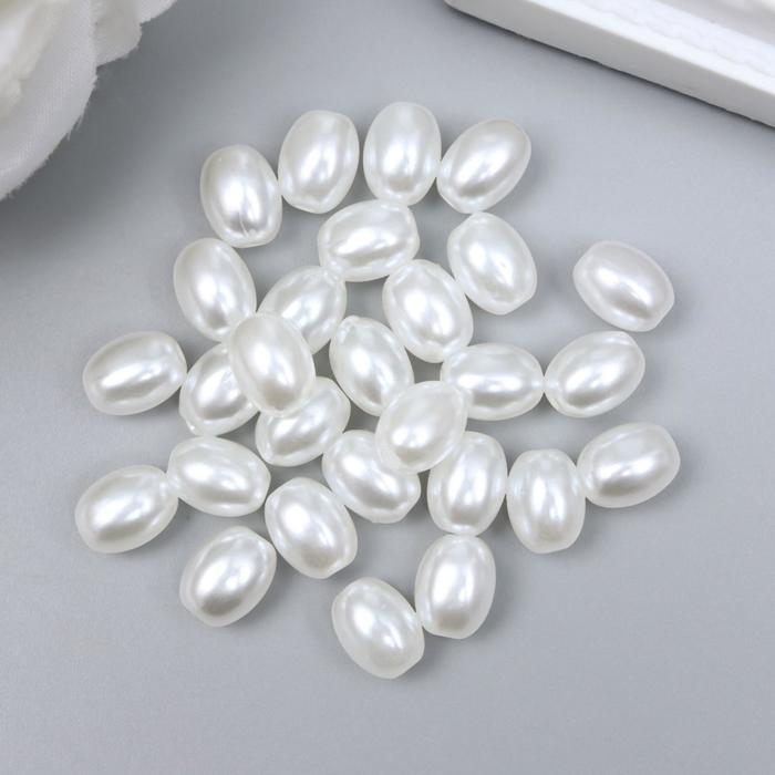 Набор пластиковых бусин, 9х7 мм, 100 шт/уп (белый) Набор пластиковых бусин, 9х7 мм, 100 шт/уп (белый)