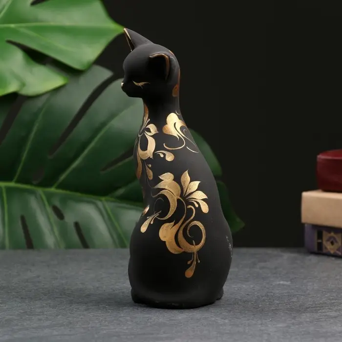 Фигурка керамика &laquo;Кошка ушастая&raquo;, 7&times;8&times;19 см, чёрная