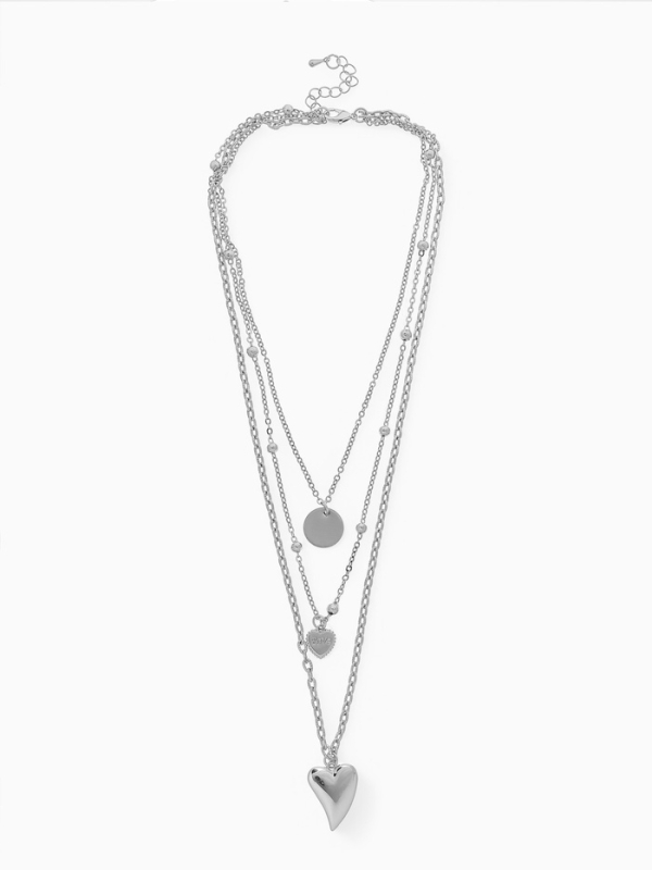 Кулон «Цепь» два сердца и круг, цвет серебро Кулон «Цепь» два сердца и круг, цвет серебро