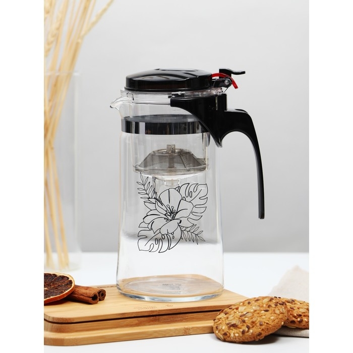 Чайник заварочный стеклянный Дорого внимание «Цветы», 900 мл Чайник заварочный стеклянный Дорого внимание «Цветы», 900 мл