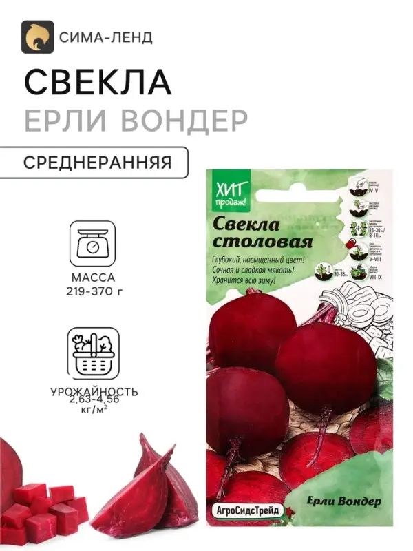 Семена Свекла столовая &laquo;Ерли Вондер&raquo; 2 г