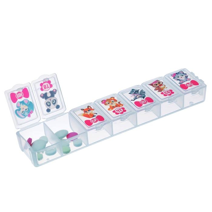 Таблетница «Для малышки», 7 секций, русские буквы, 15,5 х 3,4 см. Таблетница «Для малышки», 7 секций, русские буквы, 15,5 х 3,4 см.