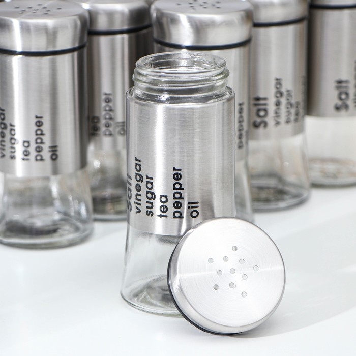 Набор ёмкостей для специй из стекла «Стиль», 170 мл, 5,5×11 см, 12 шт Набор ёмкостей для специй из стекла «Стиль», 170 мл, 5,5×11 см, 12 шт