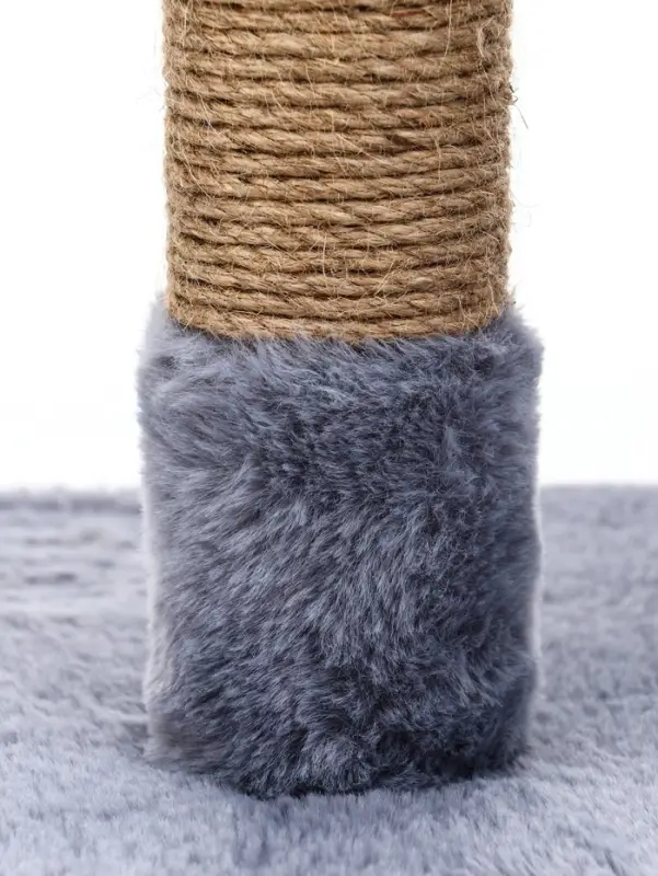 Комплекс для кошек с когтеточкой, 58&times;38&times;70 см, с лежанкой, джут, серый