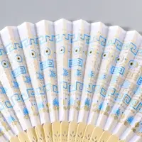 Веер складной с кисточкой &laquo;Греческий орнамент&raquo;, белый с золотом, 23 см