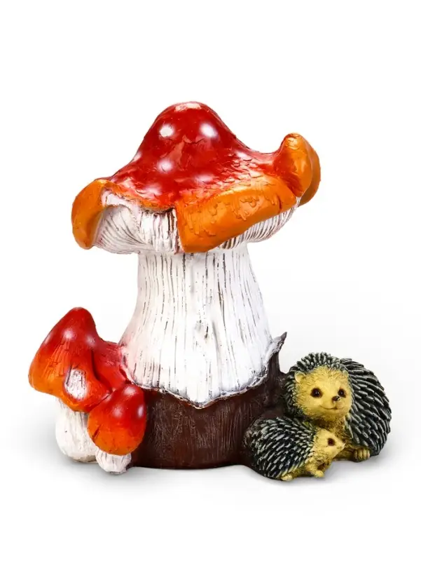 Садовая фигура &laquo;Гриб-мухомор с ежами&raquo; из полистоуна, 40&times;32&times;40 см