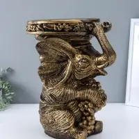 Фигура - подставка для мелочей &laquo;Слон сидя&raquo;, столик, чёрный с золотом, 44&times;37&times;30 см