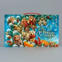 Подарочная коробка новогодняя "МалаХит" 25 х 5 х 15 см