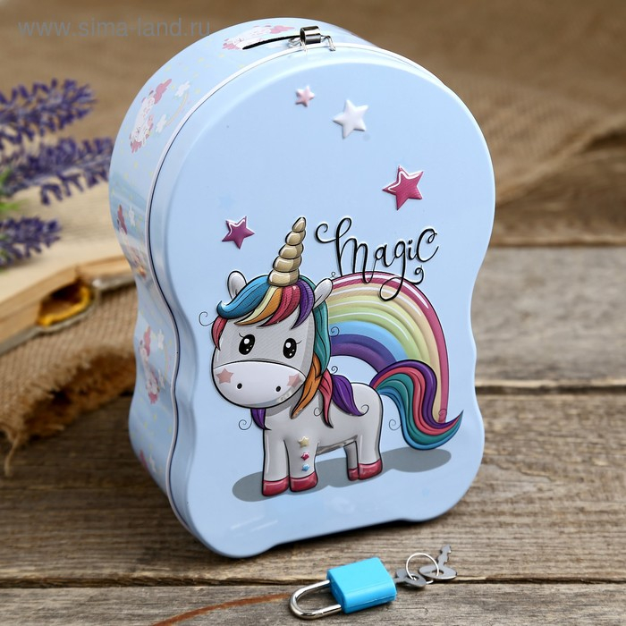 Копилка металл Копилка металл "Единорожек" с ключом 17х6х14