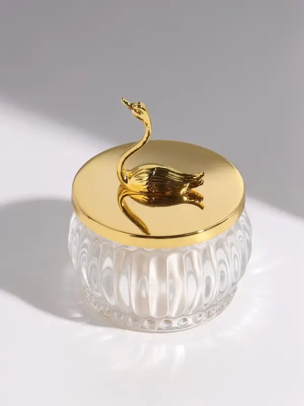 Шкатулка стеклянная, &laquo;Золотой лебедь&raquo;, 7.5&times;7.5&times;9.2 см