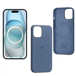 Чехол для iPhone 15 Silicone Case 100% ORG (MagSafe + анимация NFC) c LOGO Winter Blue