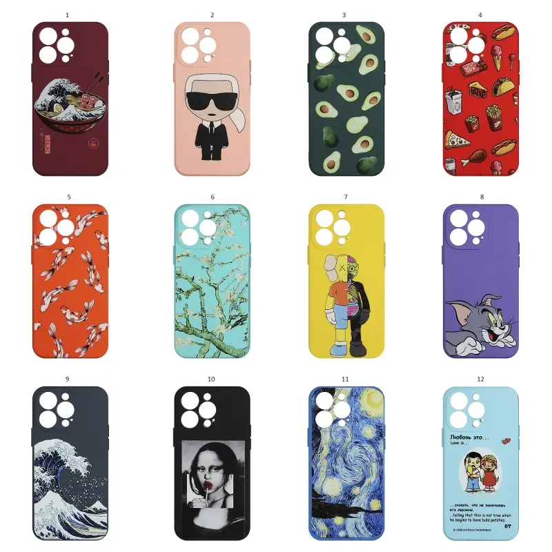 Чехол iPh 13 Pro (6.1) Silicone WS с принтами в ассортименте