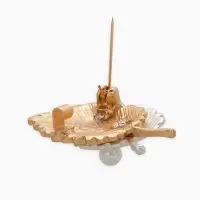 Брошь &laquo;Листья&raquo;, цвет серебристо-золотой матовый