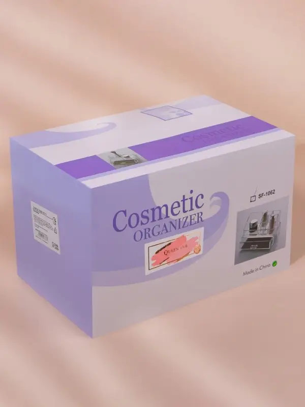 Органайзер для хранения косметики, 9 секций, с выдвижным ящиком, 18.5&times;10&times;11.5 см, прозрачный