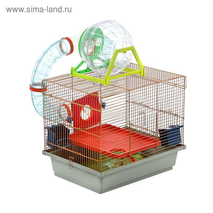 Клетка для грызунов двухъярусная с лабиринтом и колесом, 39 x 29 х 33 см, микс цветов Клетка для грызунов двухъярусная с лабиринтом и колесом, 39 x 29 х 33 см, микс цветов