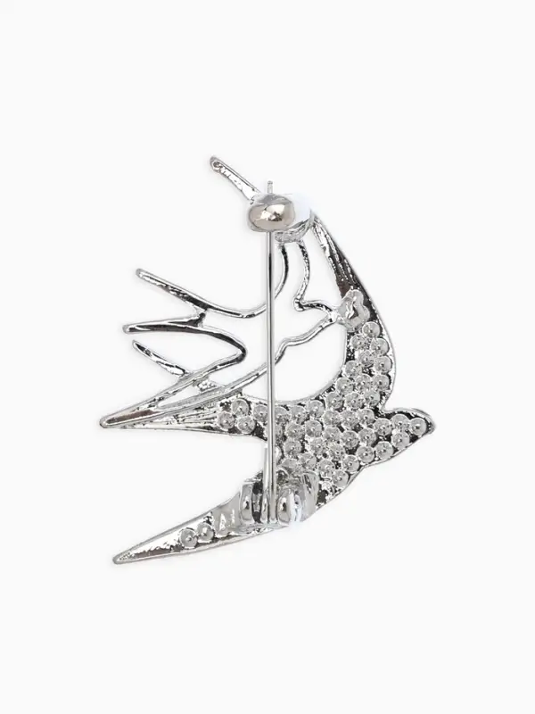 Брошь "Ласточки", цвет белый в серебре