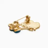 Брошь перламутровый "Лягушка" с шариками, цветная  в золоте