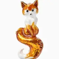 Брошь &laquo;Лиса&raquo; с хвостиком, цвет бело-оранжевый в золоте