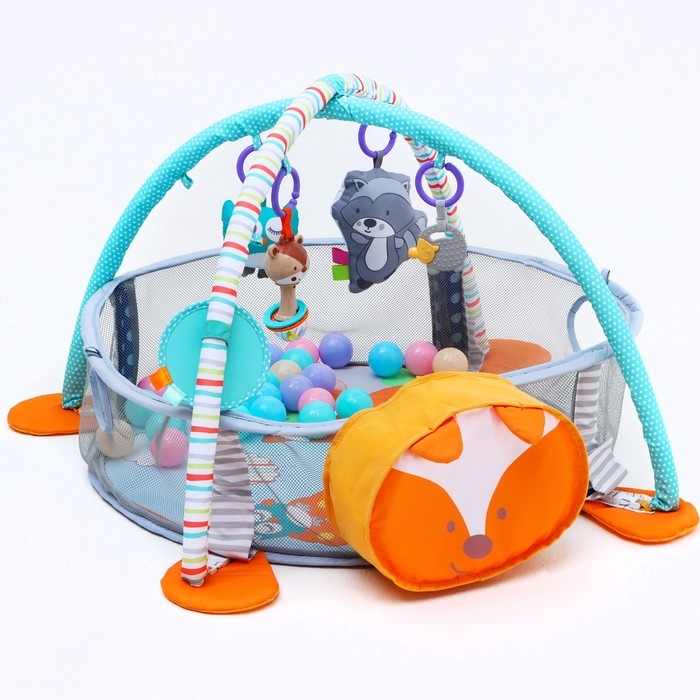 Развивающий коврик 3 в 1 «Лиса», 68х68 см, 30 цветных шариков, 5 игрушек, Крошка Я Развивающий коврик 3 в 1 «Лиса», 68х68 см, 30 цветных шариков, 5 игрушек, Крошка Я