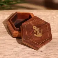 Шкатулка &laquo;Якорь&raquo;, 8.5&times;7.5&times;3.5 см, дерево шишам