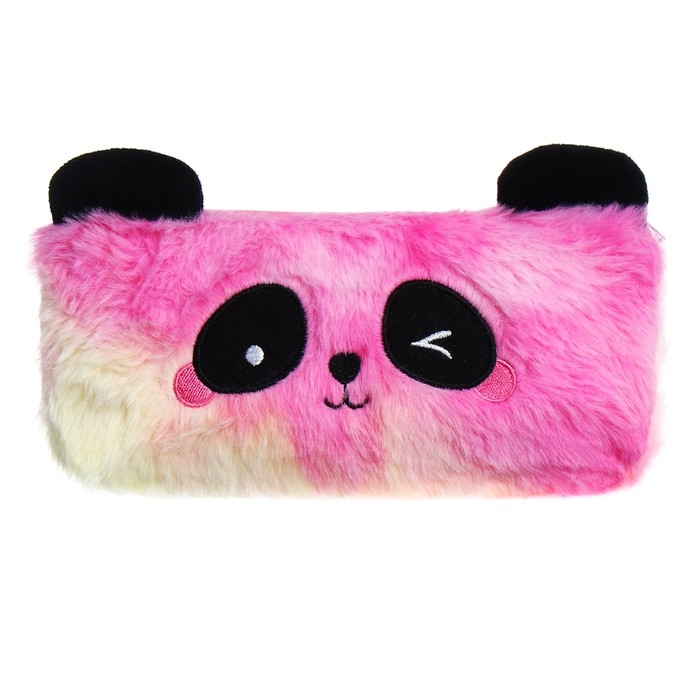 Пенал школьный меховой на молнии Calligrata Пенал школьный меховой на молнии Calligrata "Панда", микс