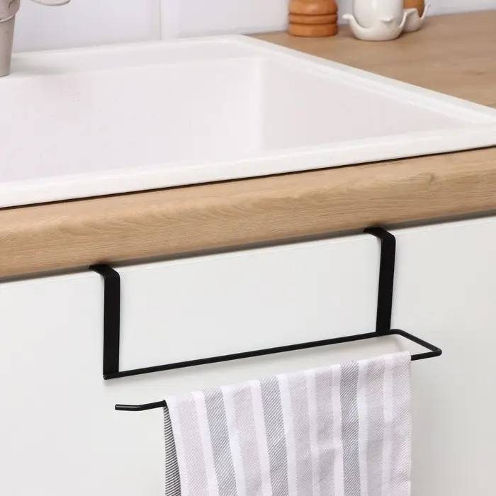 Держатель для полотенец на дверцу Доляна, 3 см, подвесной, 24.5&times;8.5&times;7 см, чёрный