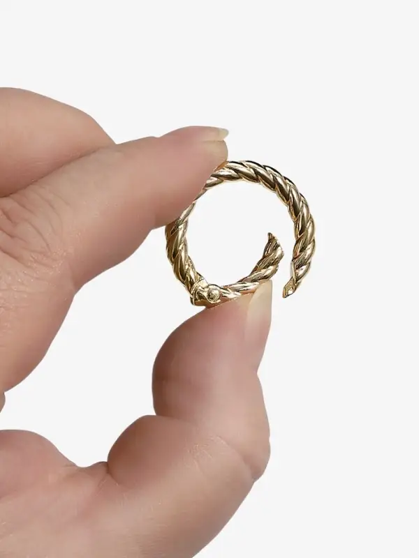 Кольцо-карабин, плетёное, d=20/28, толщина - 4 мм, 5 шт., цвет золотой
