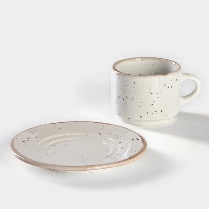 Чайная пара Хорекс Punto bianca, 2 предмета: чашка 210 мл, блюдце d=15.4 см, фарфор, белая