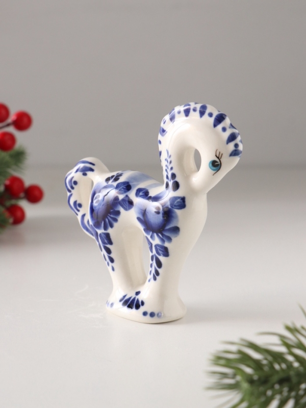 Статуэтка фарфоровая Статуэтка фарфоровая "Лошадь Классика кобальт", /авторская роспись О.Огородниковой/ в. 10 см 1087879