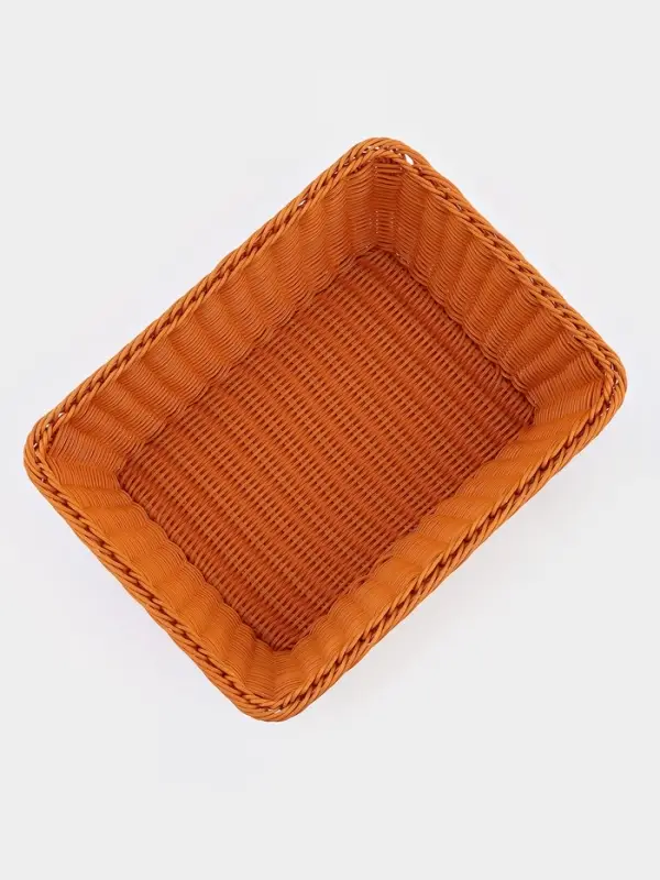 Корзина для продуктов Доляна, 40&times;30&times;15 см, пластик, плетёная, коричневая