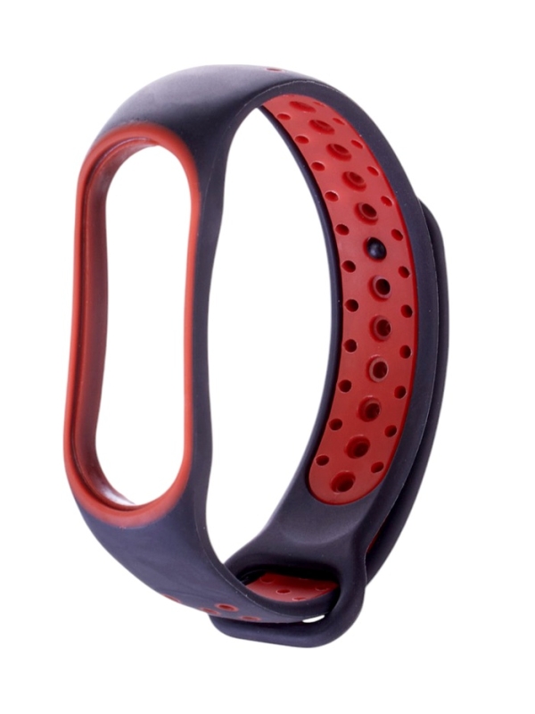 Ремешок Luazon для фитнес-браслета Mi Band 5/6/7, с перфорацией, чёрно-красный Ремешок Luazon для фитнес-браслета Mi Band 5/6/7, с перфорацией, чёрно-красный