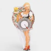 Салфетница фигурка Дарим Красиво &laquo;Девушка официантка с пивом с косами&raquo;, дерево, цветная наклейка