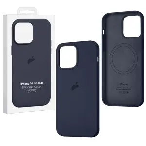 Чехол для iPhone 14 Pro Max Silicone Case 100% ORG Midnight (MagSafe + анимация NFC Clear) c LOGO