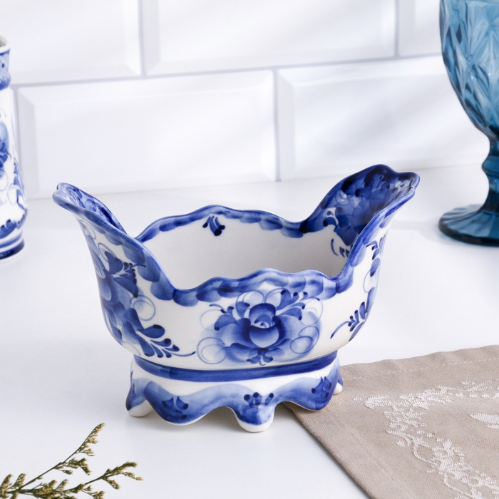 Икорница  Икорница "Ванночка", 12 х 11 см, гжель