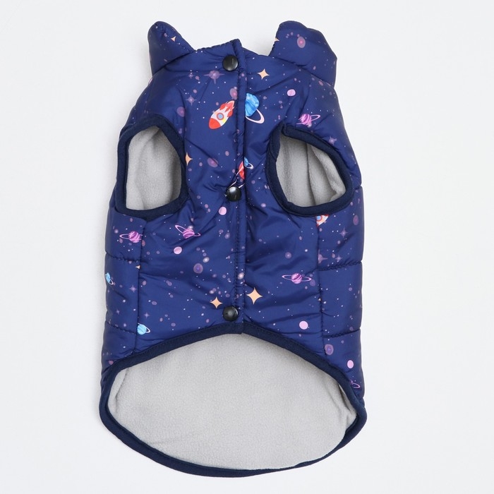 Куртка для собак  Куртка для собак "Космос", размер S,  темно-синяя (ДС 26, ОШ 24, ОГ 34 см)