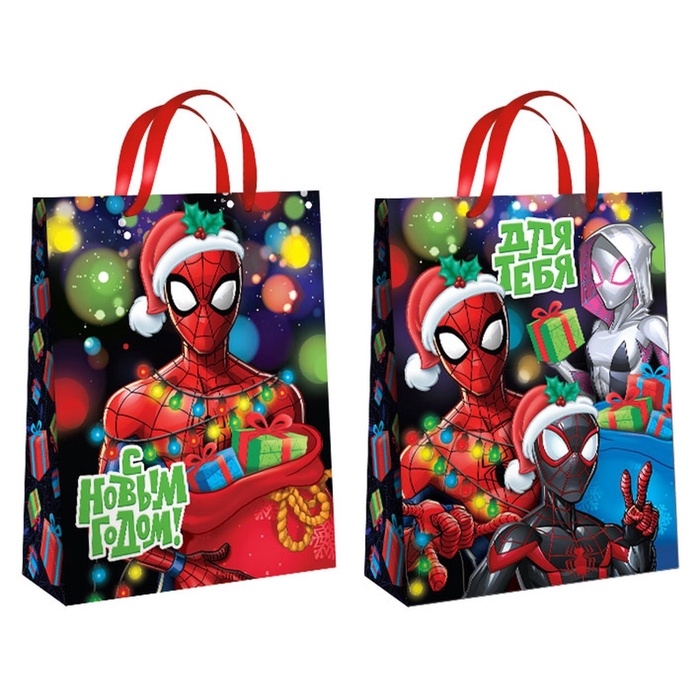 Новый год. Пакет подарочный, 31х40х11.5 см, упаковка, Человек-паук Новый год. Пакет подарочный, 31х40х11.5 см, упаковка, Человек-паук