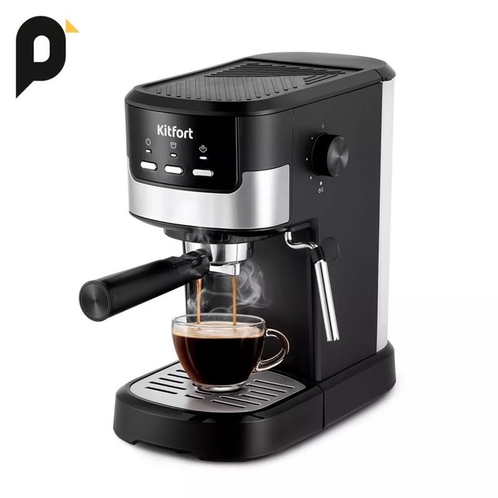 Кофеварка Kitfort КТ-7211, рожковая, 1100 Вт, 1.25 л, капучинатор, чёрная Кофеварка Kitfort КТ-7211, рожковая, 1100 Вт, 1.25 л, капучинатор, чёрная