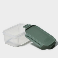 Контейнер пищевой Lock&Ok, 1,1 л, 18,6×12,2×8,1 см, прозрачный, крышка зелёная