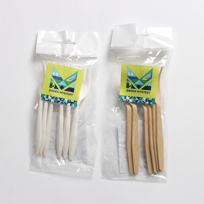 Набор одноразовых вилок из кукурузного крахмала Nature, 18 см, 6 шт, цвет микс Набор одноразовых вилок из кукурузного крахмала Nature, 18 см, 6 шт, цвет микс