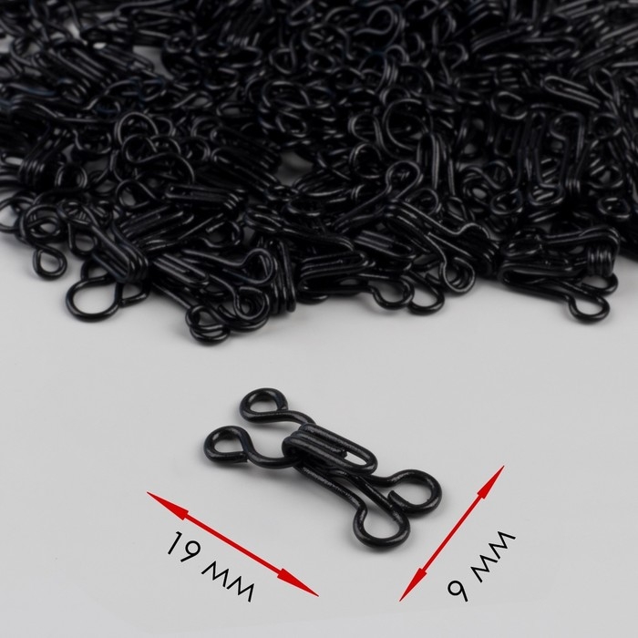 Крючок пришивной №3, 19 × 9 мм, 100 шт, цвет чёрный Крючок пришивной №3, 19 × 9 мм, 100 шт, цвет чёрный