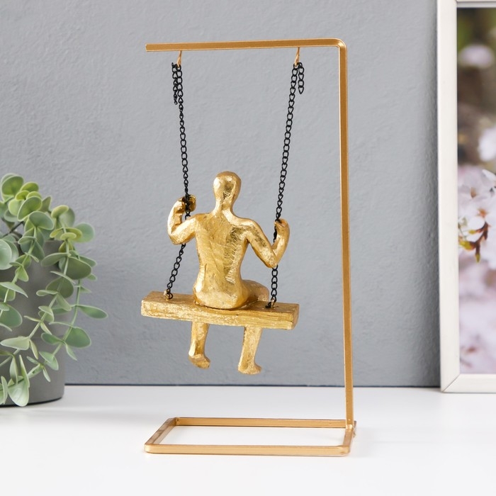 Сувенир полистоун  Сувенир полистоун "Мыслитель" золото 26х13х13 см