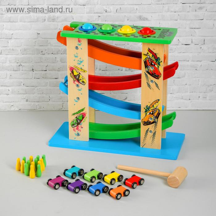 Автотрек 3 в 1 «Стучалка, гонки и боулинг», 32 × 14 × 29 см Автотрек 3 в 1 «Стучалка, гонки и боулинг», 32 × 14 × 29 см