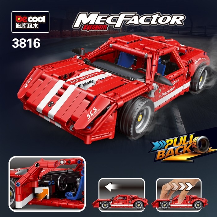 Конструктор Техно &laquo;Красная молния&raquo;, инерционный механизм, 814 деталей