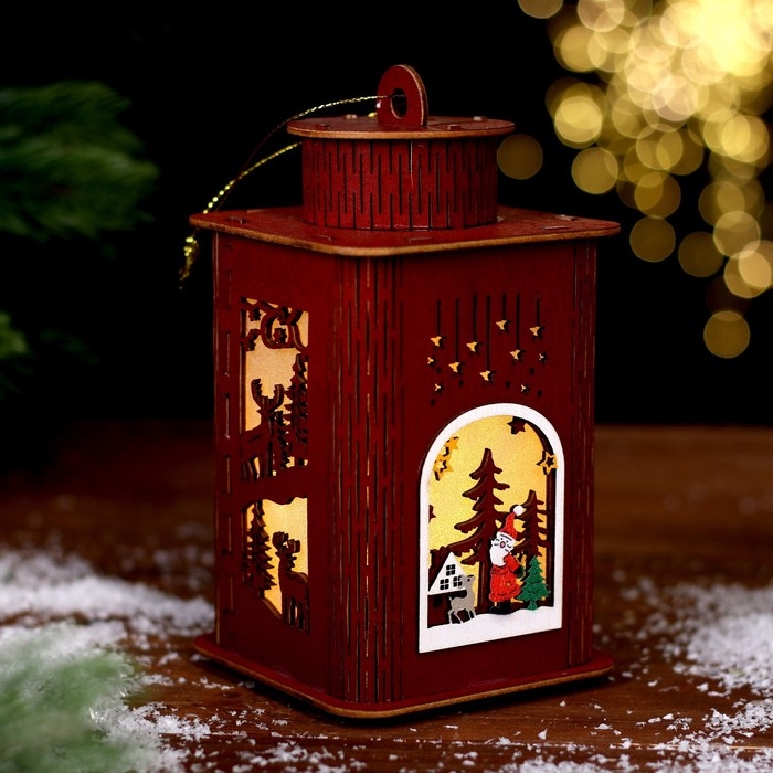 Новогодний декор с подсветкой «Фонарь» 9 × 9 × 16 см Новогодний декор с подсветкой «Фонарь» 9 × 9 × 16 см
