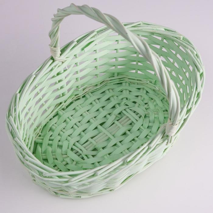 Корзина плетеная, ива, 30х21х12х25 см, светло-салатовый Корзина плетеная, ива, 30х21х12х25 см, светло-салатовый