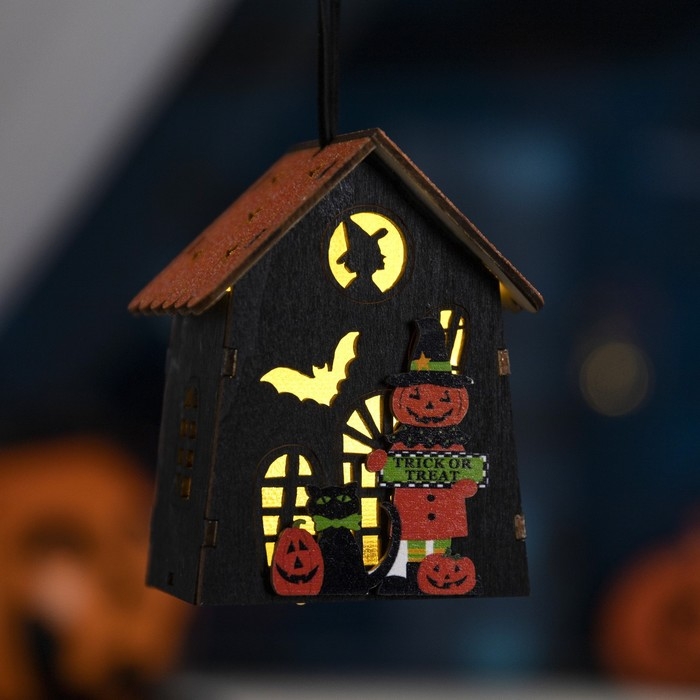 Светодиодная подвеска «Дом Джека» 7 × 9.5 × 6 см, пластик, батарейки LR1130х3 (в комплекте), свечение тёплое белое Светодиодная подвеска «Дом Джека» 7 × 9.5 × 6 см, пластик, батарейки LR1130х3 (в комплекте), свечение тёплое белое