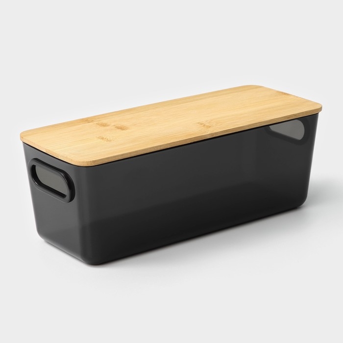 Контейнер для хранения с крышкой LaDо́m «Лаконичность», 28,5×11×10,5 см, цвет тёмно - серый Контейнер для хранения с крышкой LaDо́m «Лаконичность», 28,5×11×10,5 см, цвет тёмно - серый