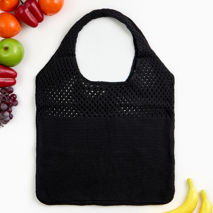 Авоська 38 х 62 см, ручка 22 см, клетка 0.5 см, черная Авоська 38 х 62 см, ручка 22 см, клетка 0.5 см, черная