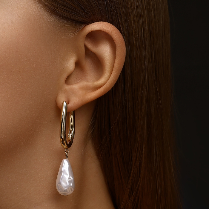 Серьги с жемчугом «Бусина» груша, цвет золото Серьги с жемчугом «Бусина» груша, цвет золото