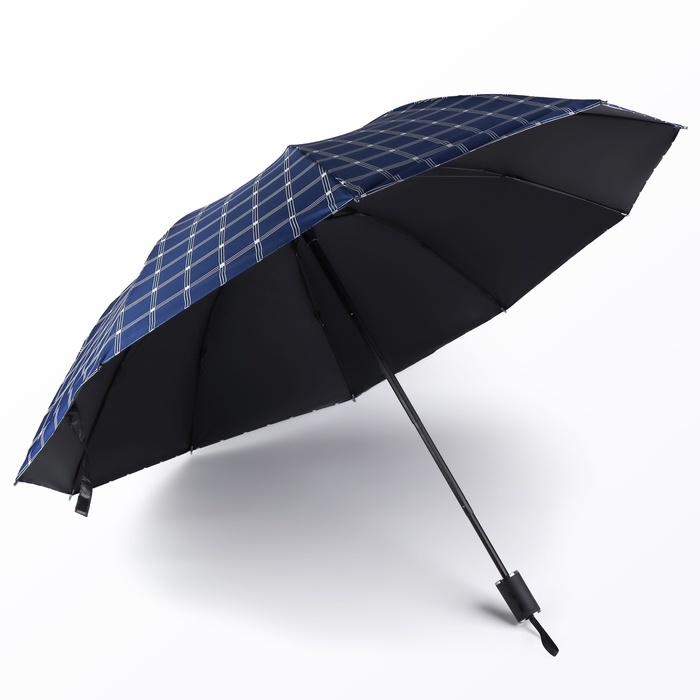 Зонт механический «Клетка», эпонж, 4 сложения, 10 спиц, R = 57/63 см, D = 126 см, цвет МИКС Зонт механический «Клетка», эпонж, 4 сложения, 10 спиц, R = 57/63 см, D = 126 см, цвет МИКС
